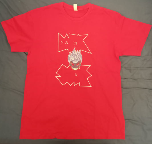 Darkside White Logo With Blue Burning Skull T-Shirt - Red